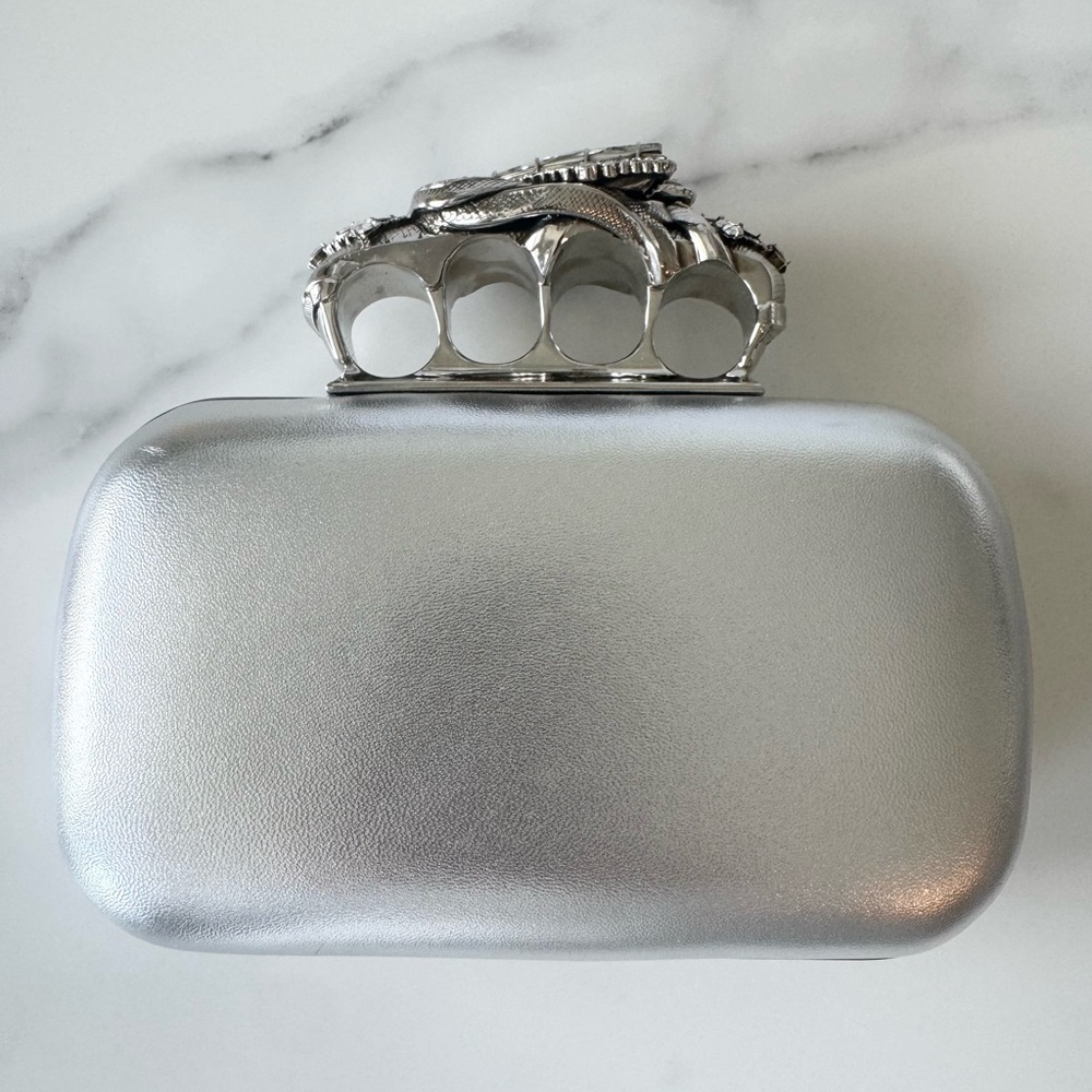 Silver Clutch with Knuckle Duster Handle